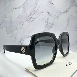 New Gucci Sunglasses Black Square Gold GG